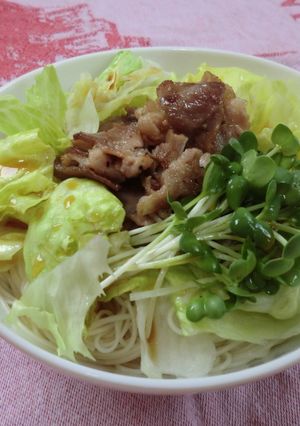 豚肉とレタスのさっぱりポン酢そうめん-レシピのメイン写真