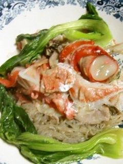 金目鯛のあらと青梗菜・白滝の醤油煮-レシピのメイン写真