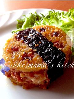 コンビーフで☆レンコンのはさみ焼き。ஐஃ-レシピのメイン写真