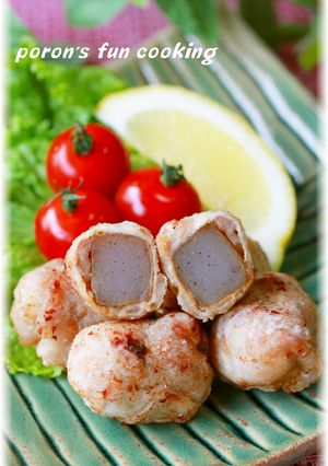 豚の唐揚げ＊ピリ辛こんにゃく包み-レシピのメイン写真