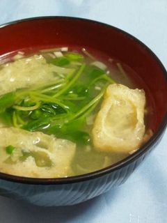 簡単お味噌汁☆豆苗とみょうがと油揚げ-レシピのメイン写真