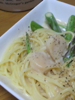 ホタテとアスパラのクリームパスタ-レシピのメイン写真