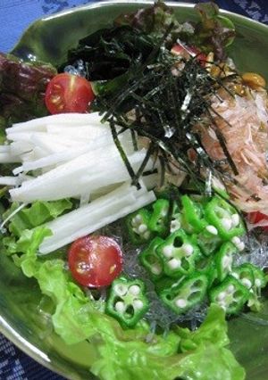 海藻麺のヘルシーネバネバサラダ-レシピのメイン写真