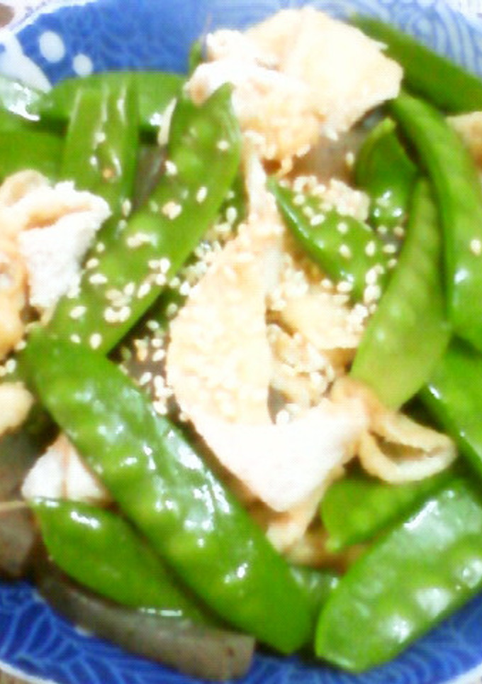 絹さやと蒟蒻油揚げの風味胡麻油和え★-レシピのメイン写真