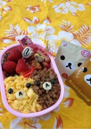 ☆キャラ弁☆簡単リラックマの二色丼弁当-レシピのメイン写真
