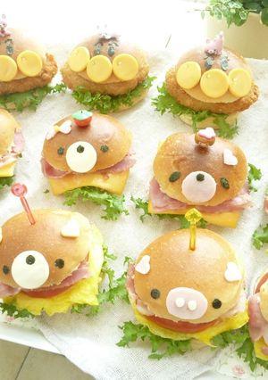 いろいろお顔バーガーサンド-レシピのメイン写真
