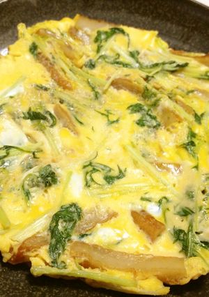 さつま揚げ♪水菜くきくき♪卵とじ-レシピのメイン写真