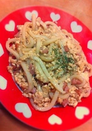 夜食にも！ボリュームピリ辛和風豆腐うどん-レシピのメイン写真