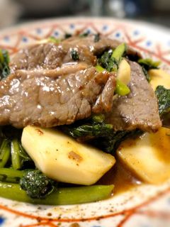 牛肉とカブの葉のオイスターソース炒め-レシピのメイン写真