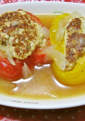 おだしで☆和風パプリカ肉詰め煮-レシピのメイン写真