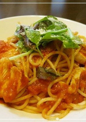 塩鶏で簡単トマトパスタ-レシピのメイン写真