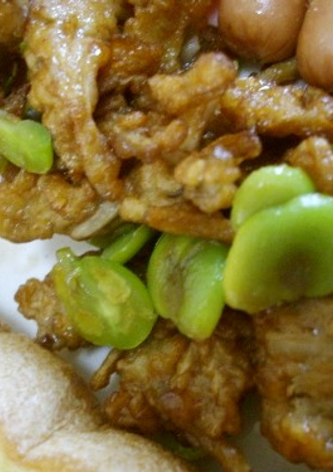 ごぼうの摘み揚げと空豆の甘辛炒め-レシピのメイン写真