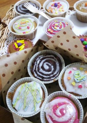 ふわふわカラフル カップケーキ♪-レシピのメイン写真
