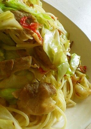 桜えびと豚と春キャベツのゆず胡椒パスタ-レシピのメイン写真