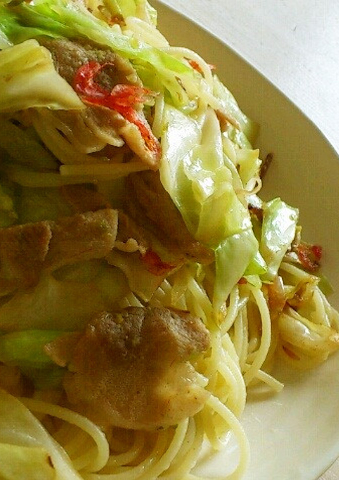 桜えびと豚と春キャベツのゆず胡椒パスタ-レシピのメイン写真