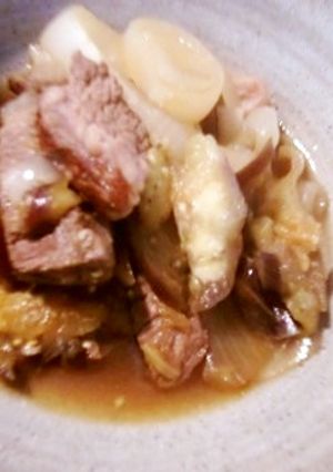 新玉ねぎ・ビーフ・なすの焼き肉のたれ煮-レシピのメイン写真