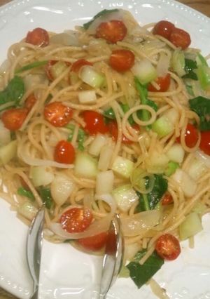 新たまねぎと彩り野菜の春パスタ-レシピのメイン写真