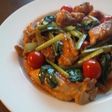 鶏もも肉と小松菜のハニーケチャップ炒め♪