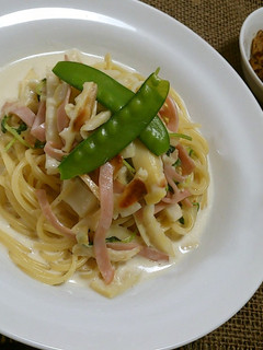 牛乳で作る☆゜筍と豆苗のクリームパスタ-レシピのメイン写真
