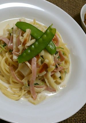 牛乳で作る☆゜筍と豆苗のクリームパスタ-レシピのメイン写真