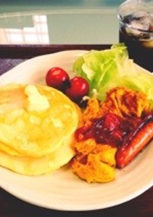 カフェ風ふわふわホットケーキランチ-レシピのメイン写真