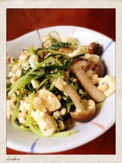 【絹ごし豆腐】水菜の炒め物-レシピのメイン写真