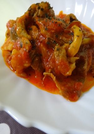 牛スジとキノコのトマト煮込み-レシピのメイン写真