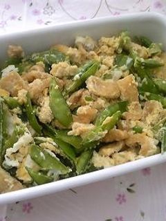 きぬさやと油揚げの卵とじ-レシピのメイン写真