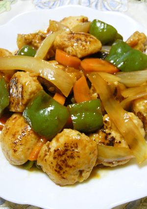 鶏つみれと野菜の甘酢炒め-レシピのメイン写真