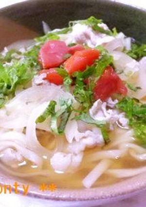 時短簡単★梅と豚肉のさっぱりうどん-レシピのメイン写真