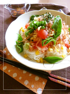アイスプラントとトマトのぶっかけ素麺-レシピのメイン写真
