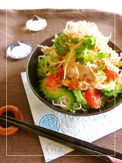 ツナ・ゴーヤ・トマトのぶっかけ素麺-レシピのメイン写真