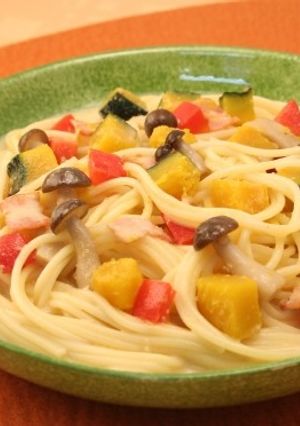 かぼちゃときのこの豆乳パスタ-レシピのメイン写真