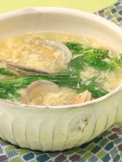 菜の花とあさりのふんわり卵スープ-レシピのメイン写真