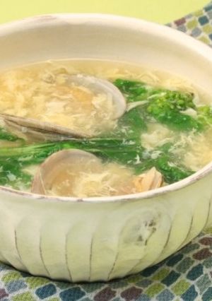 菜の花とあさりのふんわり卵スープ-レシピのメイン写真