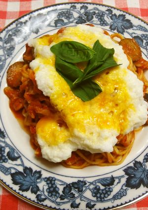 フワフワメレンゲのトマトソースパスタ-レシピのメイン写真