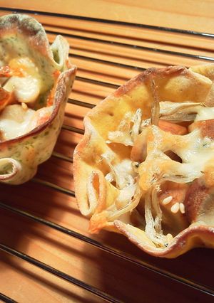 餃子の皮カップで　ごぼうじゃこチーズ焼き-レシピのメイン写真