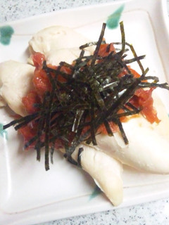 鶏肉ささみの酒蒸し★梅のりのせ-レシピのメイン写真