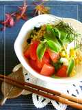 アイスプラントとトマトのこんにゃく冷麺