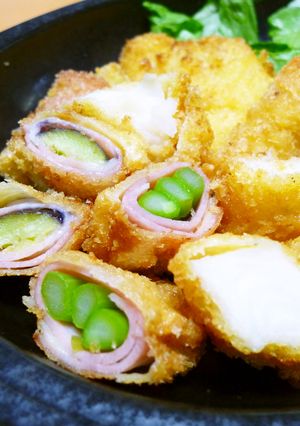 カレイとナス＆アスパラベーコンのフライ-レシピのメイン写真