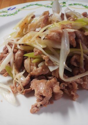 酒の肴に！豚肩スライスネギ塩麹炒め！-レシピのメイン写真