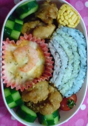 キャラ弁[にじ組サンdeにじ弁当]-レシピのメイン写真