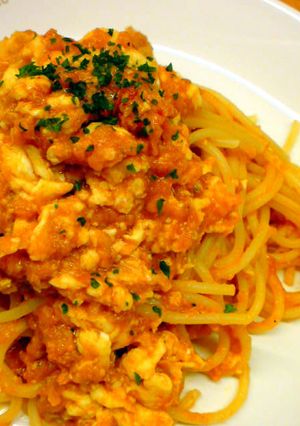 ふわふわ玉子のトマトソースパスタ-レシピのメイン写真