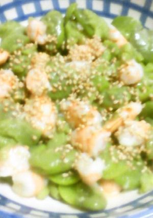 ソラ豆刻み海老の胡麻なめらかコーン和え-レシピのメイン写真
