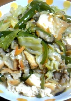 厚揚げと肉野菜の塩麹と麺つゆ味付け-レシピのメイン写真