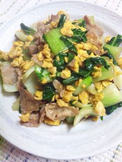 豚バラ肉とチンゲン菜と卵の焼肉のタレ炒め-レシピのメイン写真