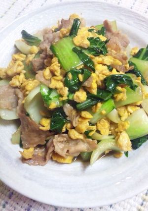 豚バラ肉とチンゲン菜と卵の焼肉のタレ炒め-レシピのメイン写真