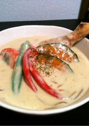 彩り野菜とチキンレッグのクリーム煮♫-レシピのメイン写真