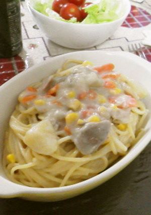 *簡単クリームパスタ*残りシチューで♪-レシピのメイン写真