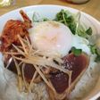 鰹のたたき&キムチごはん温玉のせ